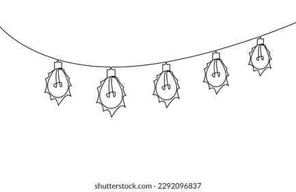 Continuous line drawing of light bulbs. Vector set. Idea icon. Object one line, single line art, vector illustration
