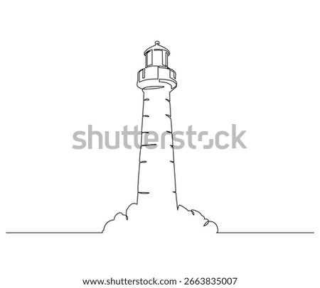Continuous line drawing of a Light House. Single line illustration of a Light House. World Maritim Day Concept. Editable outline