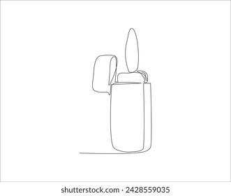 Continuous Line Drawing Of Lighter. One Line Of Lighter. Lighter Continuous Line Art. Editable Outline.
