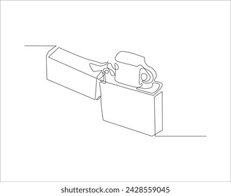 Dibujo De Línea Continua Del Encendedor. Una Línea De Encendedor. Línea continua más clara. Contorno editable.
