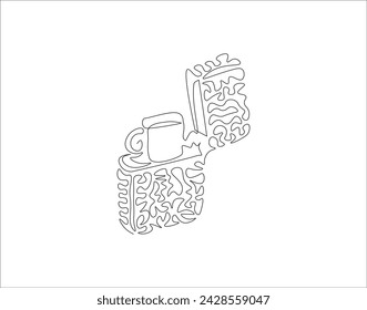 Dibujo De Línea Continua Del Encendedor. Una Línea De Encendedor. Línea continua más clara. Contorno editable.
