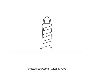 continuous line drawing of lighthouse 