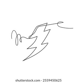 continuous line drawing lightning bolt illustration