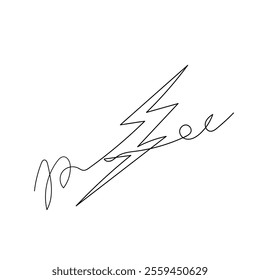 continuous line drawing lightning bolt illustration