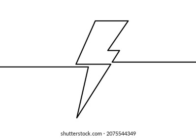 Continuous line drawing of lightning. Lightning line icon. One line drawing background. Vector illustration. Lightning continuous line icon