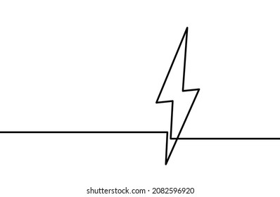 Continuous line drawing of lightning. Lightning line icon. One line drawing background. Vector illustration. Lightning continuous line icon