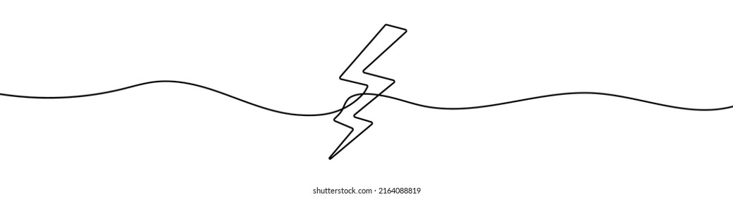 Continuous line drawing lightning  Lightning line icon  One line drawing background  Vector illustration  Lightning continuous line icon