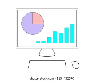 continuous line drawing of lines of business computer market growth.