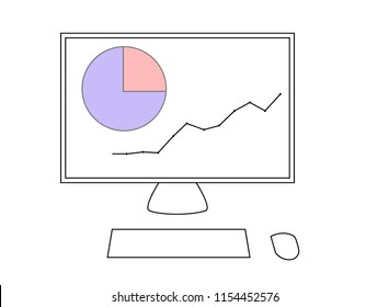 línea continua de líneas de crecimiento del mercado informático del negocio.