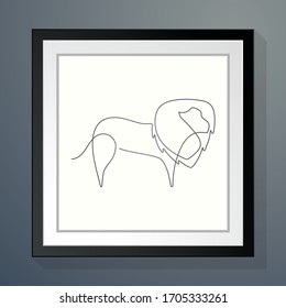 continuous line drawing of lion