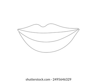 Continuous line drawing of lips. One line drawing illustration of human lips. Human anatomy, respiratory system concept line art. Editable outline
