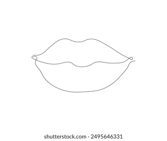 Dibujo de línea continua de los labios. Una línea de dibujo ilustración de labios humanos. Anatomía humana, arte de línea del concepto del sistema respiratorio. Esquema editable
