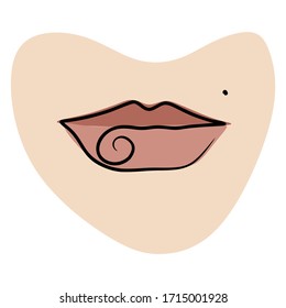 Continuous line drawing lips outline icon isolated on white background from body parts collection. thin lips outline icon trendy and modern. symbol for logo, web, app. thin lips outline icon simple si