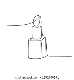 Continuous line drawing. Lipstick. Black isolated on white background. Hand drawn vector illustration. 