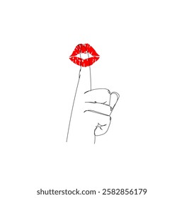 continuous line drawing lipstick hand lips