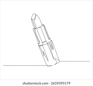Kontinuierliche Linienzeichnung von Lipstick. Einzeilige Illustration von Lippenstift, Make Up. Beauty Day Konzept. Bearbeitbare Gliederung