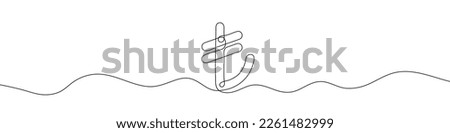 Continuous line drawing of Lira currency symbol. Line art of Turkish lira currency symbol. Vector illustration.