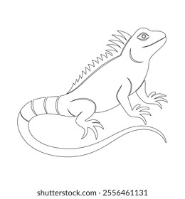 Continuous Line Drawing Lizard - Minimalist Outline Vector Art