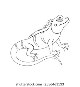 Continuous Line Drawing Lizard - Minimalist Outline Vector Art