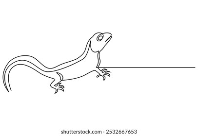 Um desenho de linha contínua de um lagarto, Um desenho de linha única de adorável réptil de lagarto deserto para a identidade do logotipo da empresa. Engraçado conceito de mascote animal para zoológico reptiliano. Lagarto uma linha contínua