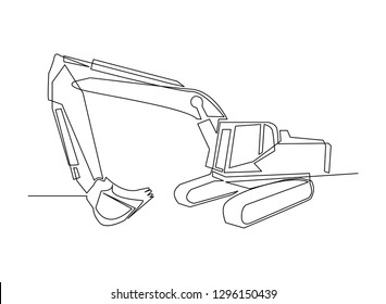 continuous line drawing of Loader about construction vector illustration