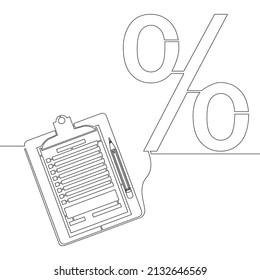 Continuous line drawing Loan contract percentage concept
