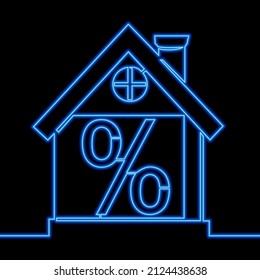 Continuous line drawing Loan house percent neon