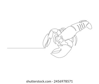 Continuous line drawing of lobster crayfish. One line of lobster crayfish. Marine animal concept continuous line art. Editable outline.