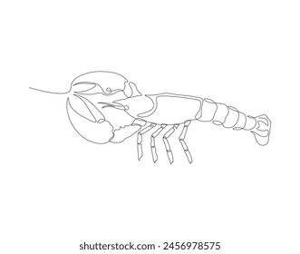 Continuous line drawing of lobster crayfish. One line of lobster crayfish. Marine animal concept continuous line art. Editable outline.