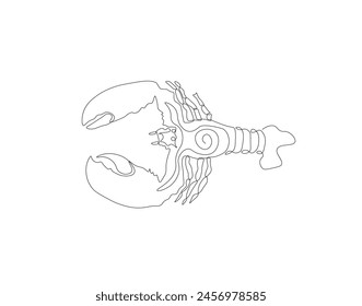 Continuous line drawing of lobster crayfish. One line of lobster crayfish. Marine animal concept continuous line art. Editable outline.