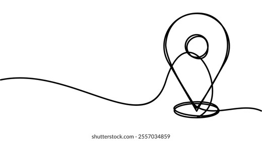 continuous line drawing of location map symbol, location pin. abstract line art illustration
