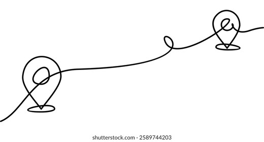 continuous line drawing of location map icon, destination symbol. abstract line art illustration