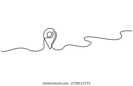 Dibujo de línea continuo de un Vector de ícono de pin de ubicación, ilustración

