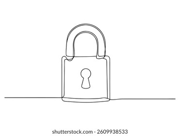 Continuous line drawing of a lock in a simple and clean linear vector illustration style