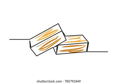 Continuous line drawing. logo, brick wall. Vector illustration on white background. orange hatching