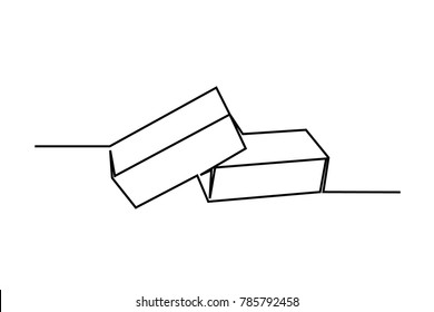 Continuous line drawing. logo, brick wall. Vector illustration on white background