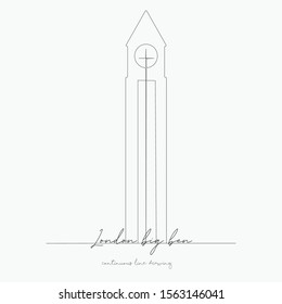 continuous line drawing. london big ben. simple vector illustration. london big ben concept hand drawing sketch line.