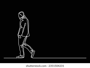 dibujo de línea continua de un hombre solitario