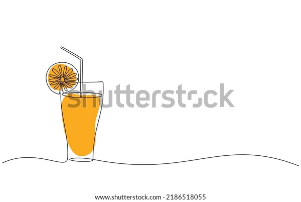 Continuous line drawing of long drink of lemon\
vodka in front of white background.\
Orange juice in a glass with\
lemon wedges on the glass. Glass of orange drink and lemon slices\
in doodle style