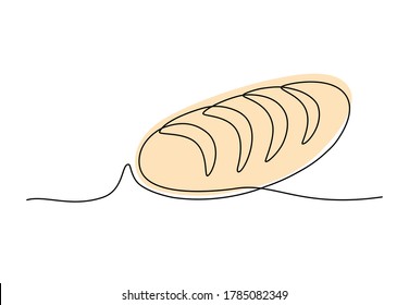 Continuous line drawing of long loaf bread. Simple sketch of French baguette, bakery and cafe concept good for logo, wall art, posters. Vector illustration