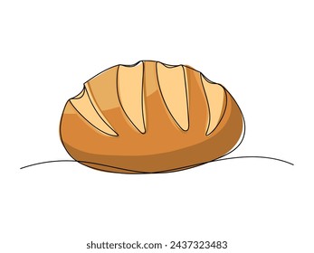 Kontinuierliche Linie Zeichnung Lange Laib Brot Bäckerei Icon Vektor Illustration Konzept