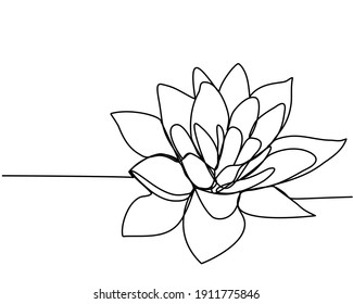 Continuous line drawing  lotus  The concept beauty   nature  love  Ecology aquatic plants  Water lily flower hand drawn design one outline sketch  Vector illustration 

