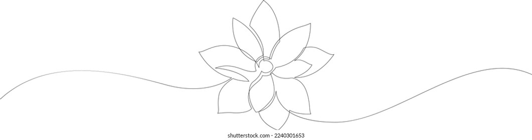 Continuous line drawing of lotus flower. Vector illustration.