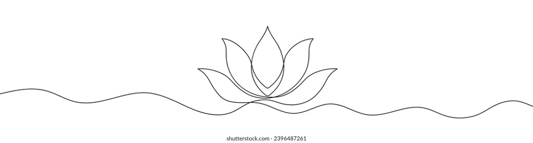 Continuous line drawing of lotus flower. One line drawing background. Vector illustration. Lotus flower continuous line.