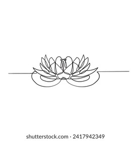 continuous line drawing Lotus flower illustration