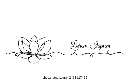 Continuous line drawing of lotus flower. One line drawing background. Lotus continuous line.