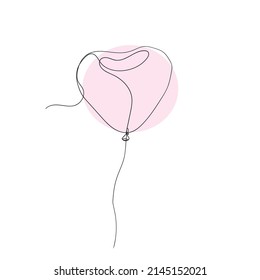 continuous line drawing love balloon illustration vector isolated