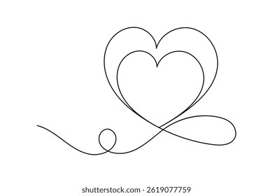 Continuous Line Drawing of Love Heart – Minimalist Vector Art