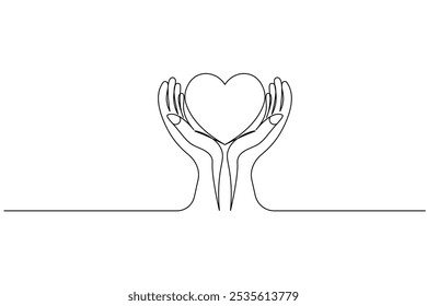 Continuous line drawing of love shape one drawing and outline valentine day vector icon