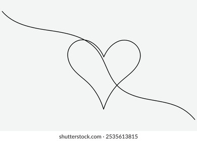 Dibujo de línea continuo de la forma del amor un dibujo y esquema de San Valentín icono de Vector